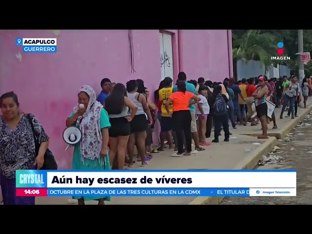 ⁣Comienza la escasez de víveres en Acapulco | Noticias con Crystal Mendivil