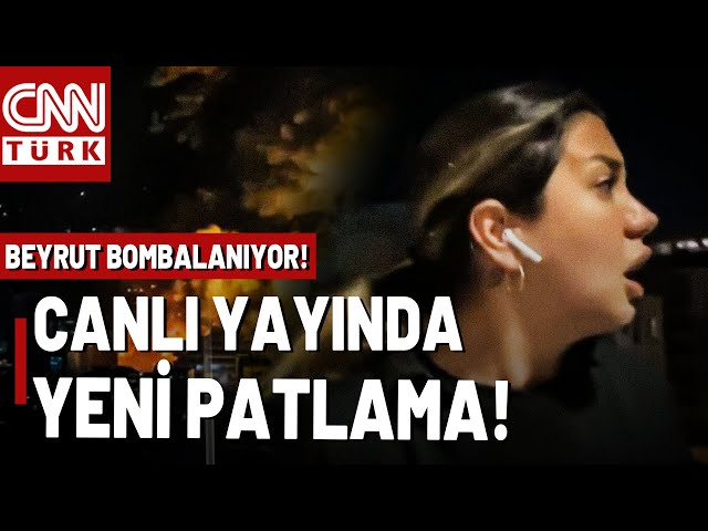 ⁣ İsrail Beyrut'u Vuruyor! Canlı Yayında Yeni Patlama Sesleri Duyuldu! Fulya Öztürk Lübnan'