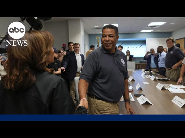 ⁣Kamala Harris visits Georgia to view destruction from Hurricane Helene