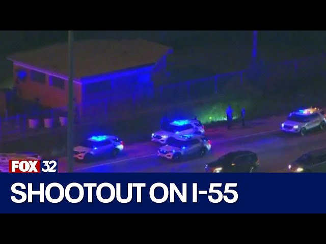 ⁣Portion of I-55 northbound closed after reports of shots fired, 1 hospitalized