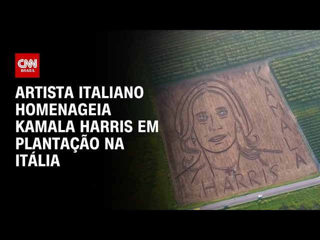 ⁣Artista italiano homenageia Kamala Harris em plantação na Itália