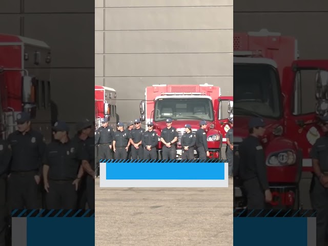 ⁣Orange County firefighters cheer colleague released from hospital