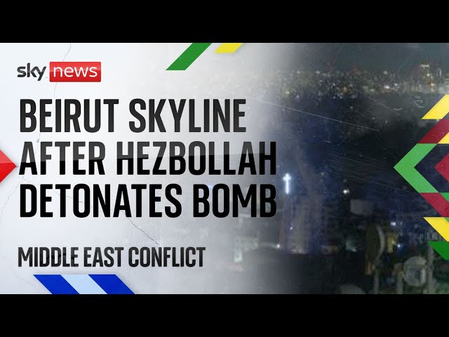 ⁣Watch live: Beirut skyline after Hezbollah 'detonates bomb' against Israeli forces