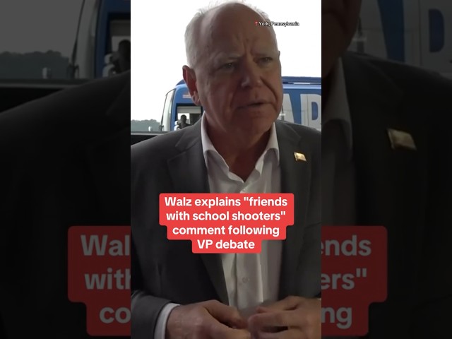 ⁣Walz explains his "friends with school shooters" comment from VP debate #shorts