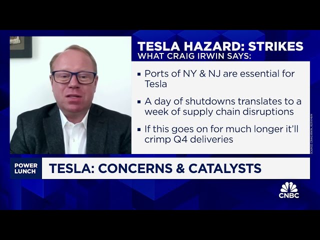 ⁣Tesla doesn't need the pressure from port strikes, says Roth MKM's Craig Irwin