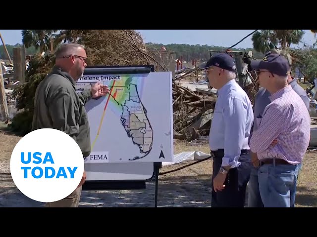 ⁣President Joe Biden tours Helene-damaged areas of Florida | USA TODAY