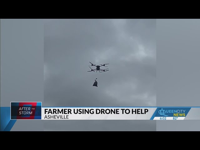 ⁣NC farmer using drone to deliver supplies to western NC