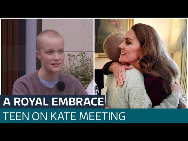 ⁣Teenager with cancer says she was ’over the moon' after embrace with Kate | ITV News