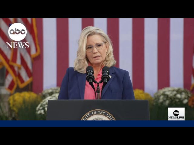 ⁣Former GOP Rep. Liz Cheney campaigns for Harris