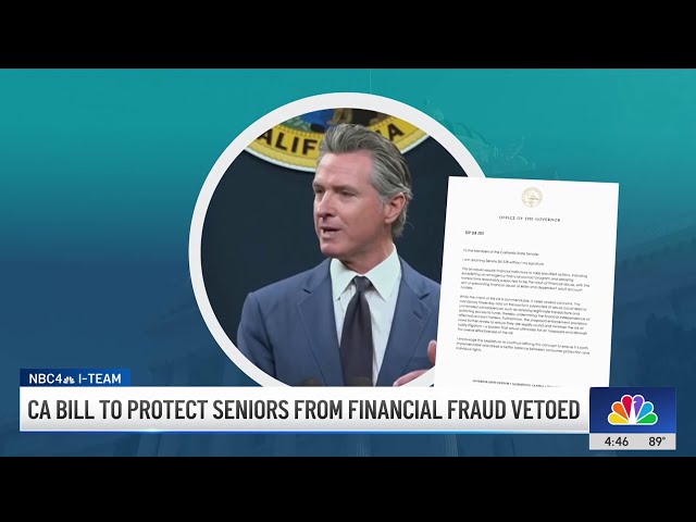 ⁣Newsom vetoes bill that aimed to protect seniors from wire fraud