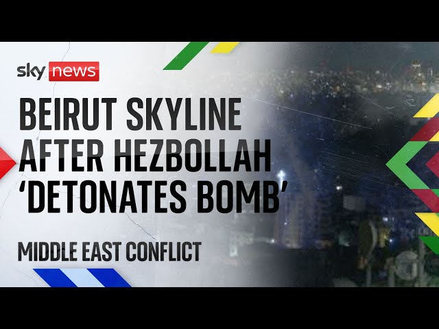 ⁣Watch live: Beirut skyline after Israeli strike in West Bank 'kills 18' as more huge blast