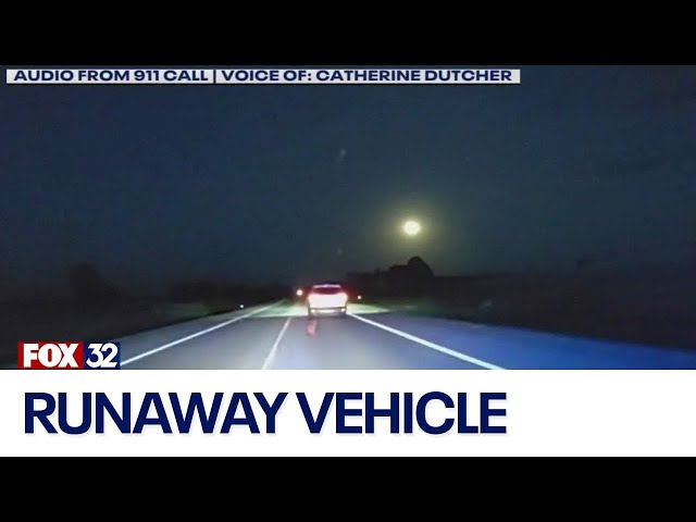 ⁣Caught on camera: Teen trapped in runaway vehicle rescued by officer