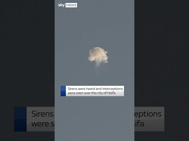 ⁣Sirens heard and interceptions seen over Haifa in Israel