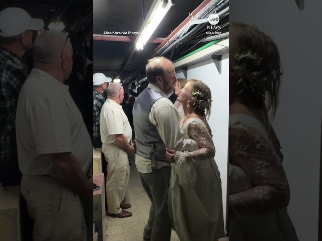 ⁣Bride and groom have first dance in bomb shelter during Iranian attack #news #wedding #israel #iran