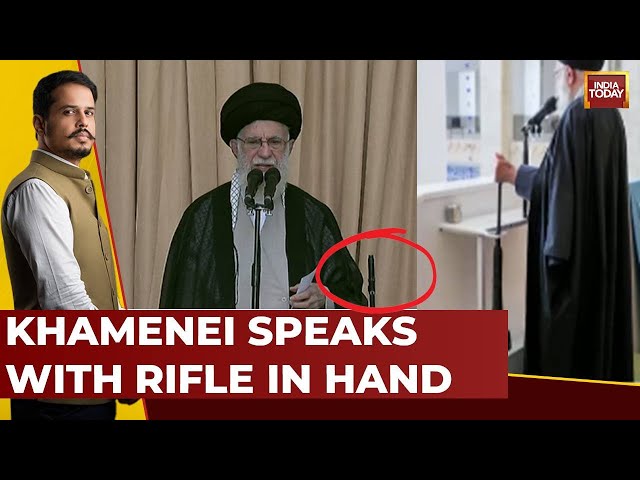 ⁣Iran-Israel War: Iran's Supreme Leader Ali Khamenei Addresses Friday Prayers With Sniper Rifle