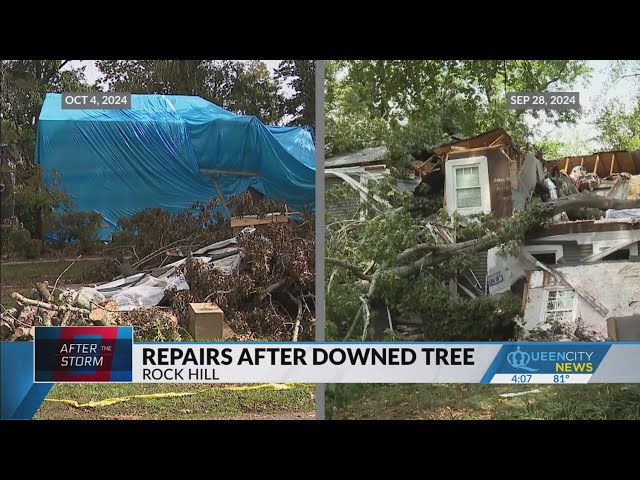 ⁣Side-by-Side: See repairs underway in Rock Hill after Helene