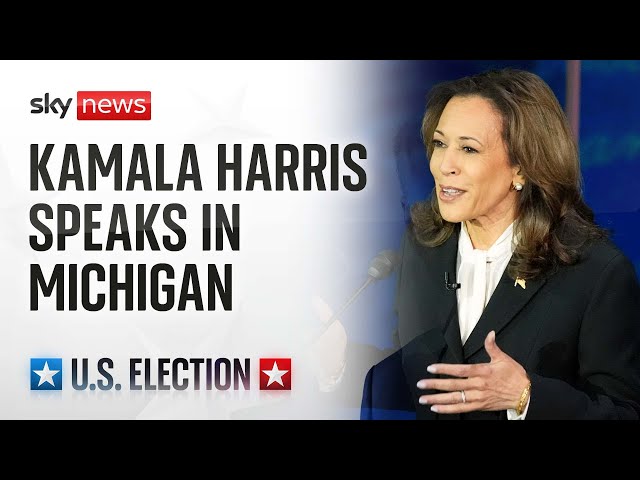 ⁣Democrat Presidential nominee Kamala Harris speaks in Michigan