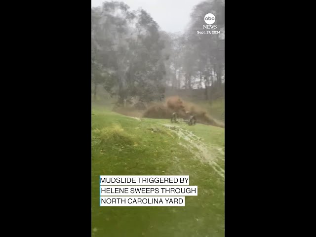 ⁣Mudslide triggered by Helene sweeps through North Carolina yard