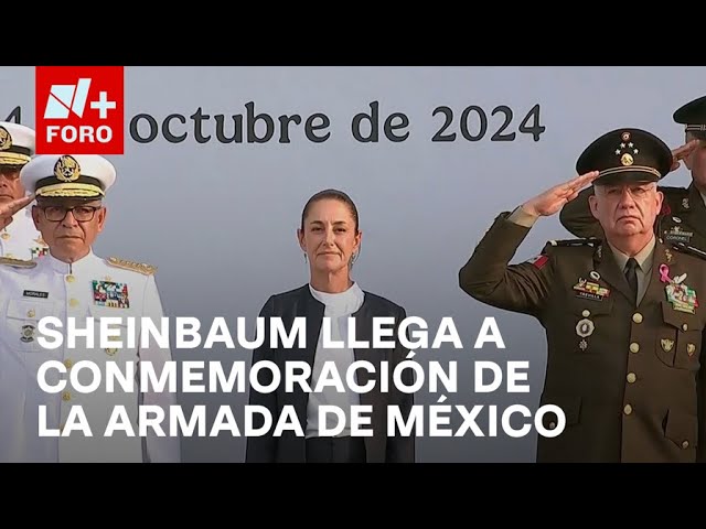 Presidenta Claudia Sheinbaum arriba a conmemoración de la creación de la Armada de México