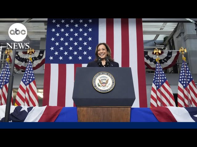 ⁣Harris touts end of port strike, better-than-expected jobs report on trail