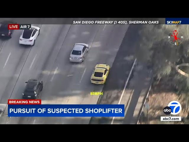 ⁣FULL CHASE: Speeding Mustang driver flees authorities on LA freeways