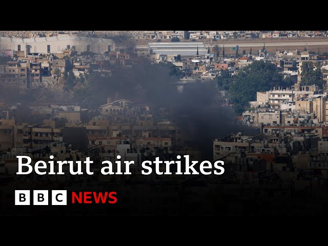 ⁣Israel strikes hit Hezbollah area in Lebanese capital Beirut | BBC News