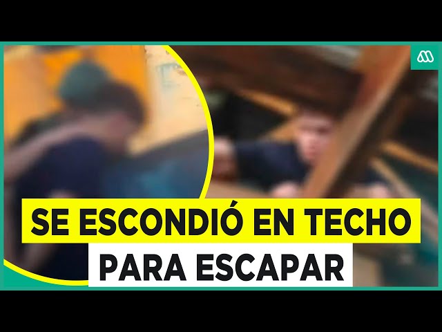 ⁣Delincuente intenta atropellar a carabinero y se esconde en un entretecho