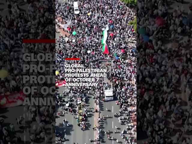 ⁣Pro-Palestinian rallies staged worldwide ahead of October 7 anniversary