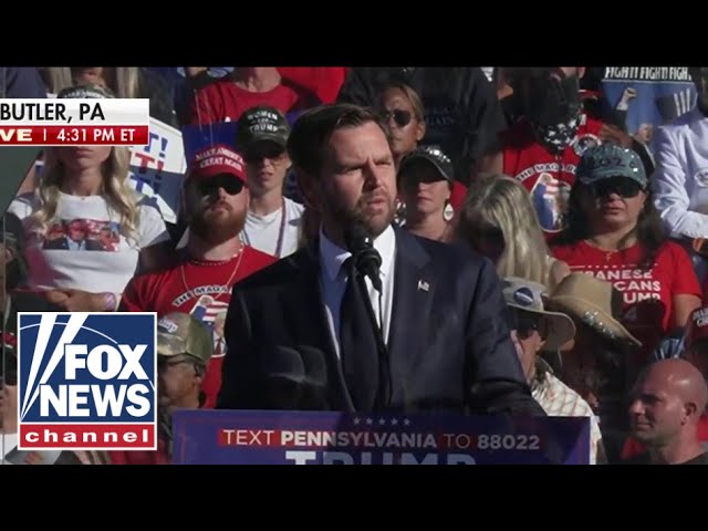 ⁣JD Vance addresses Butler, PA rally: 'I truly believe God saved Trump's life'