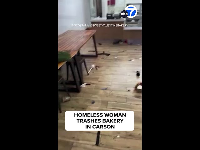 ⁣Homeless woman trashes Carson bakery