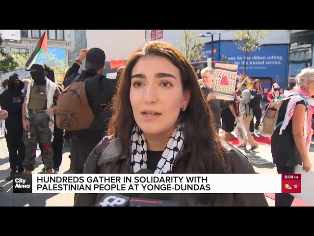 ⁣Pro-Palestinian demonstrators hit the streets of Toronto