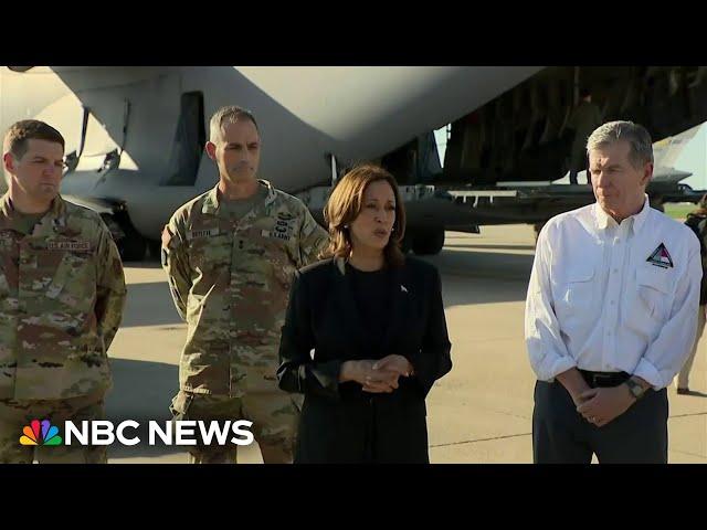 ⁣Vice President Kamala Harris visits North Carolina storm zone