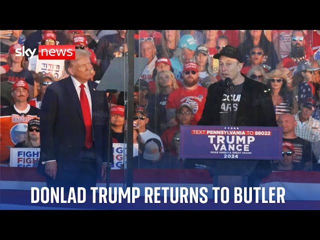 ⁣Trump makes a 'poignant but purposely political' return to Butler