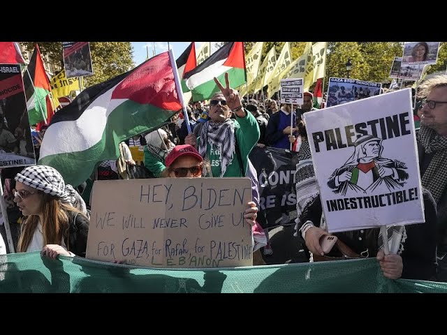 ⁣Concentraciones multitudinarias en toda Europa en favor de Palestina cuando la guerra en Gaza…