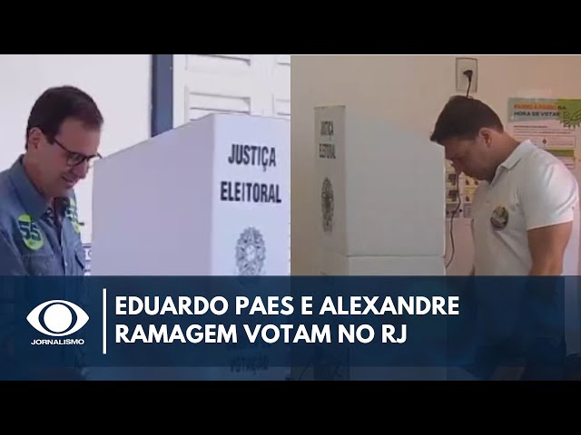 ⁣Eduardo Paes e Alexandre Ramagem votam no RJ