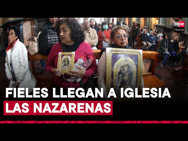 ⁣Cercado de Lima: fieles llegan a iglesia Las Nazarenas por el Señor de los Milagros