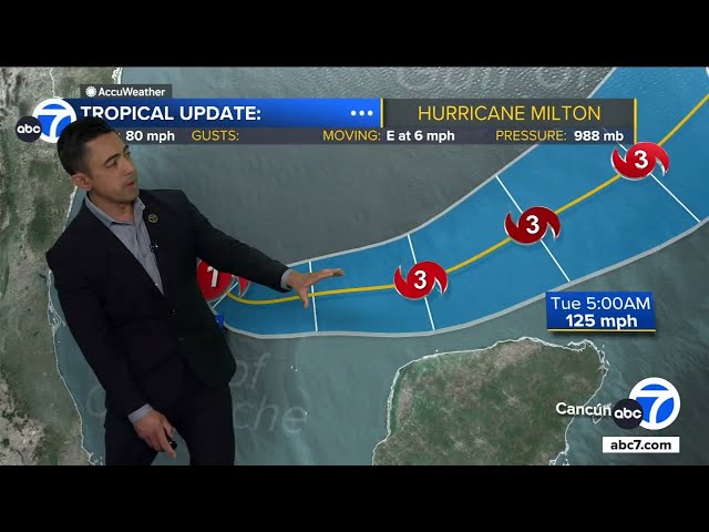 ⁣Milton becomes a hurricane and is expected to strengthen as Floridians reel from Helene