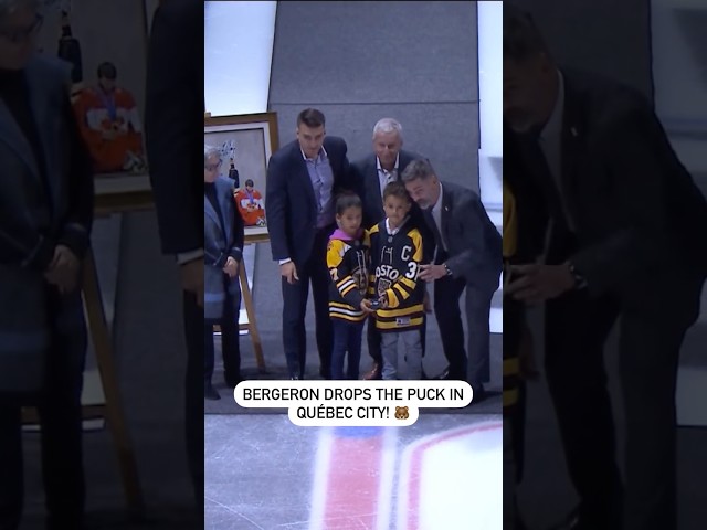 ⁣Patrice Bergeron Drops The Puck In Québec City 