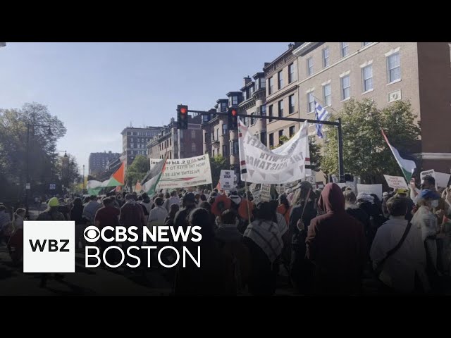 ⁣Pro-Palestinian rally halts traffic on Storrow Drive in Boston