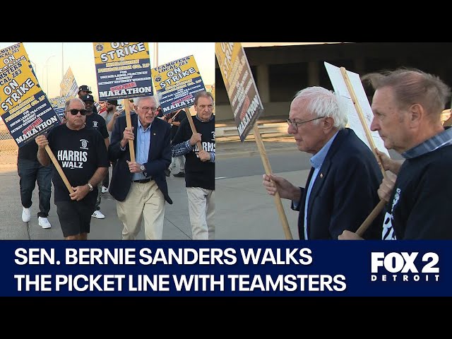 ⁣Bernie Sanders walks the picket line at Marathon Refinery