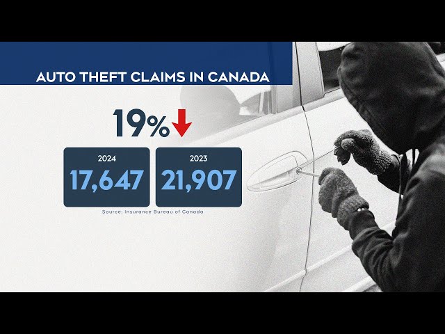 ⁣AUTO THEFT IN CANADA | Data shows a drop in insurance claims of 19 per cent in first half of 2024