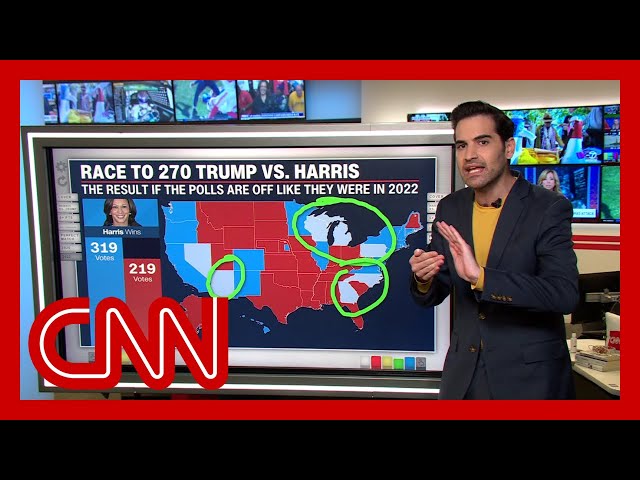 ⁣Polls shows where Harris and Trump stand in swing states weeks before the election