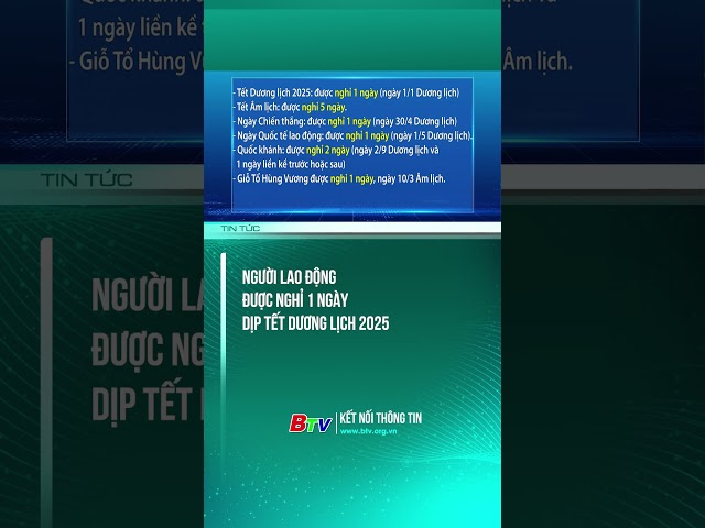 ⁣Người lao động được nghỉ 1 ngày dịp Tết Dương lịch 2025