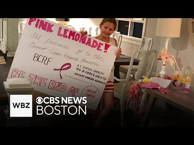 ⁣Pink lemonade stand for breast cancer research held at Gillette Stadium