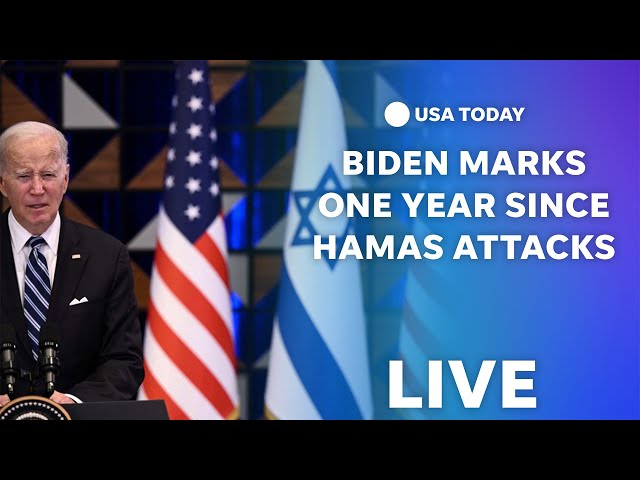 ⁣Watch live: Bidens mark one year since Hamas attacks on Israel