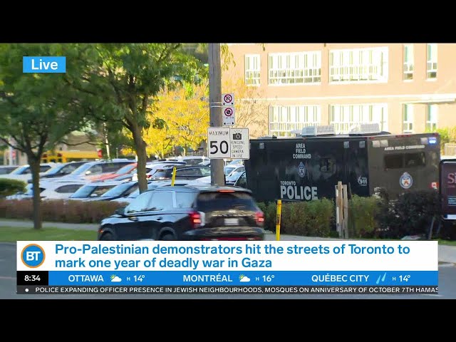 ⁣Demonstrators hit Toronto streets to mark 1 year of deadly war in Gaza