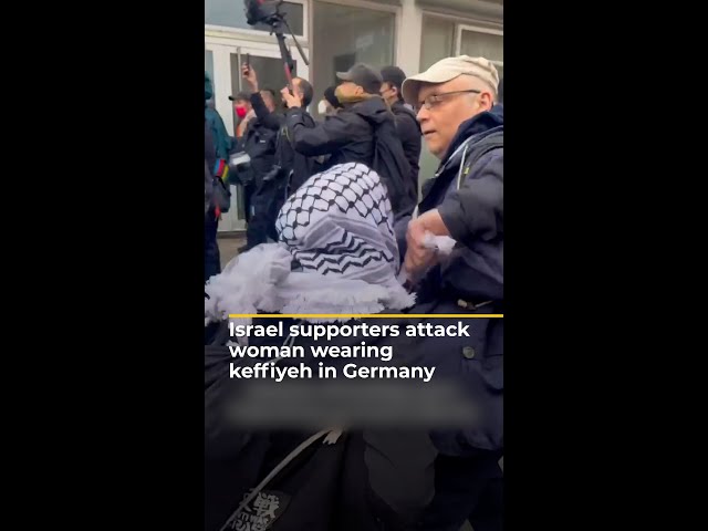 ⁣Israel supporters attack woman wearing keffiyeh in Germany | AJ #shorts