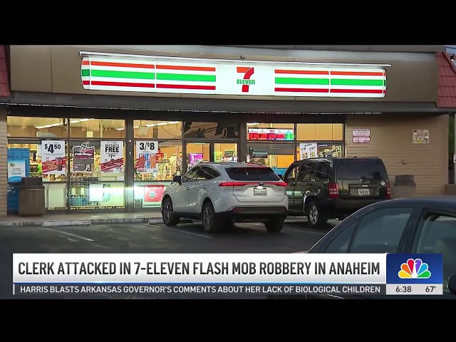 ⁣Clerk attacked in 7-Eleven flash mob robbery in Anaheim