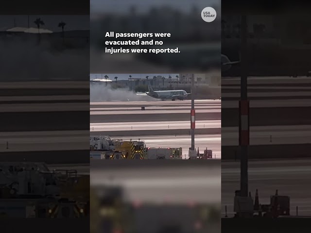 ⁣Terrifying moment plane seems to catch fire on runway #Shorts