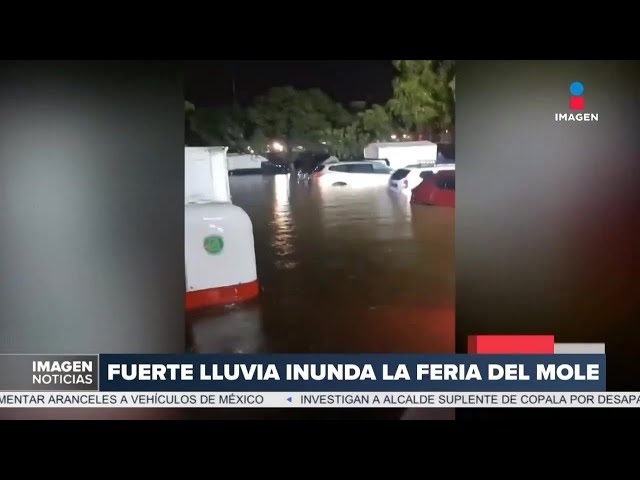 ⁣¡Las intensas lluvias inundan la Feria del Mole!